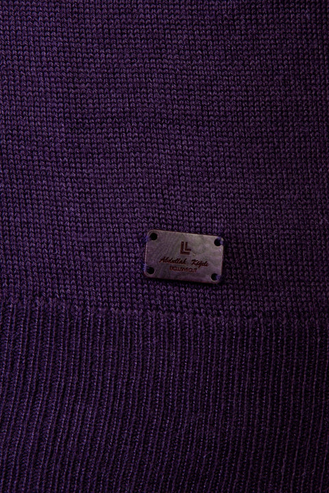Purple Semi-Turtleneck Regular Fit Wool Knit Sweater