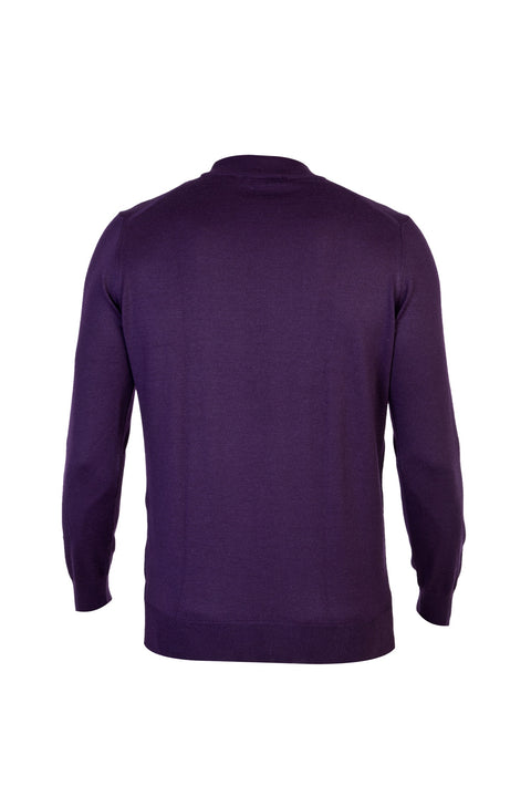 Purple Semi-Turtleneck Regular Fit Wool Knit Sweater