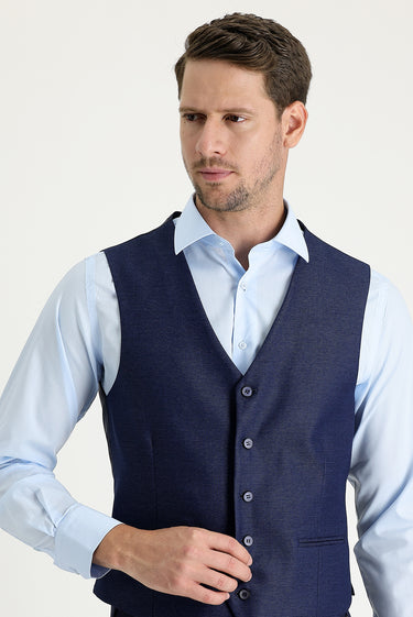 Lacivert Kuşgözü Klasik Yelek