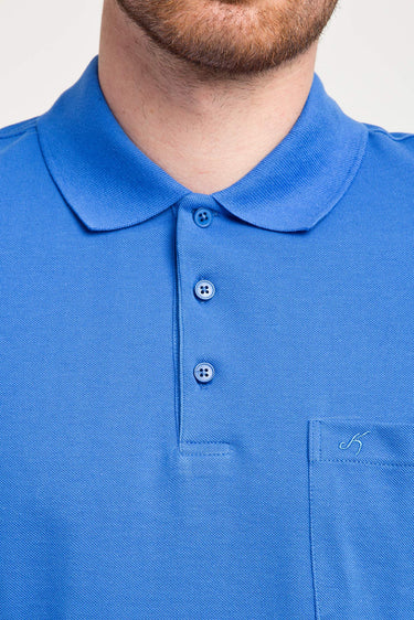 Kobalt Mavi Cepli Polo Yaka Düz Regular Fit Pamuk Tişört