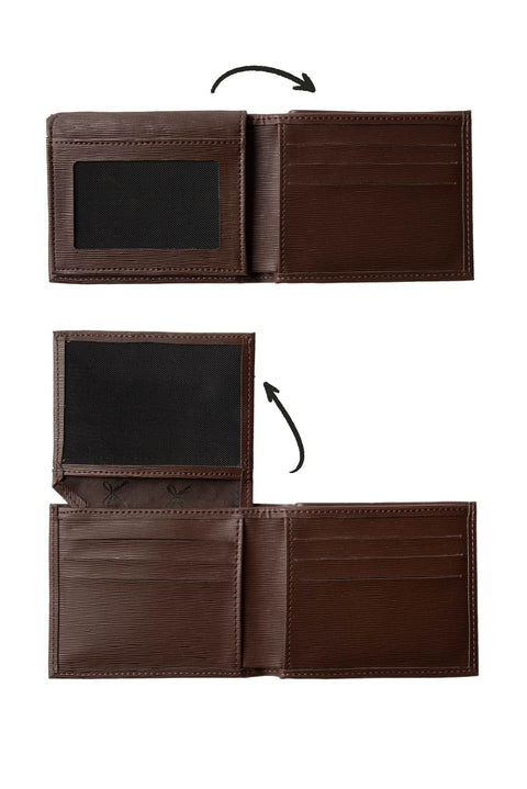 Light Brown Patterned Card Holder Wallet with Money Compartment and Gift Box