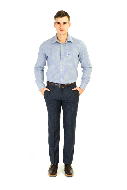 Medium Gray 7 Drop Super Slim Fit Extra Narrow Cut Classic Fabric Trousers