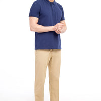 Beige Regular Fit Standard Cut Patterned Lycra Canvas / Chino Trousers