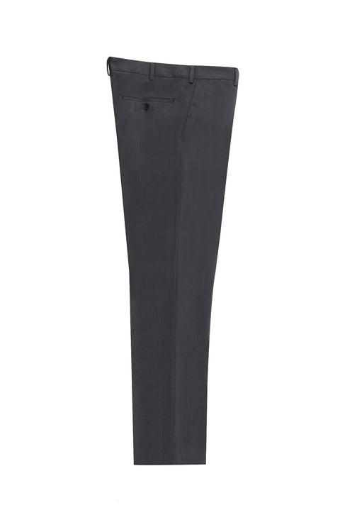 Orta Füme 4 Drop Relaxed Fit Rahat Kesim Likralı Klasik Kumaş Pantolon