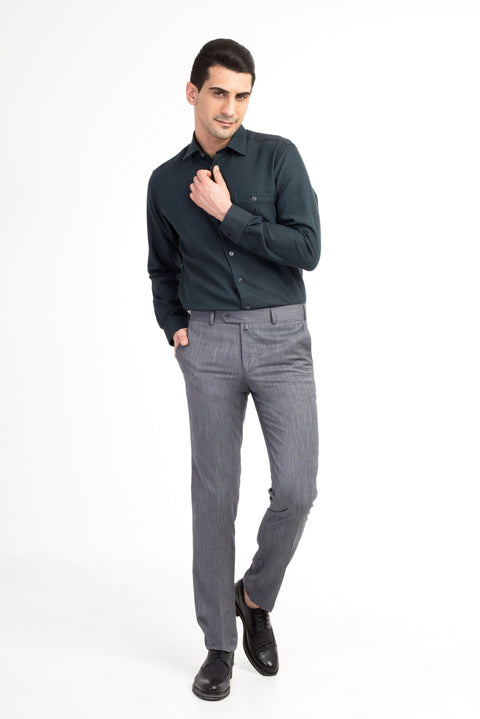Medium Gray 7 Drop Slim Fit Narrow Cut Eyelet Fabric Trousers