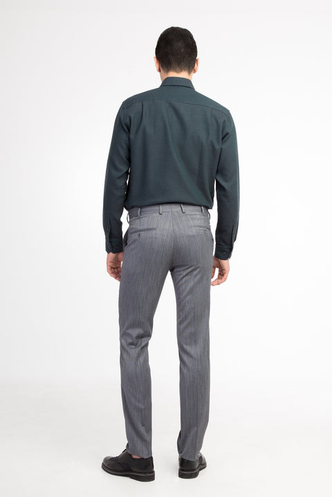 Medium Gray 7 Drop Slim Fit Narrow Cut Eyelet Fabric Trousers