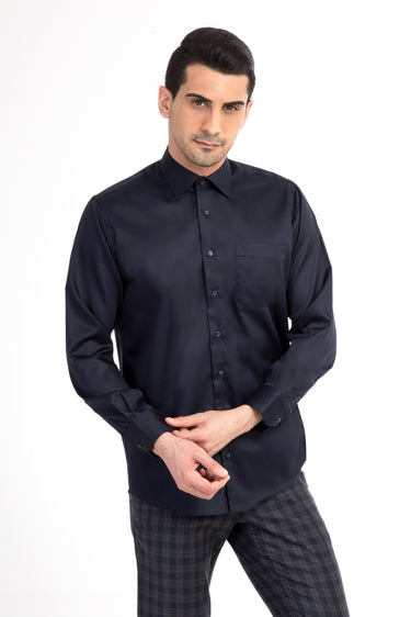 Lacivert Jb Pamuk Saten Gömlek