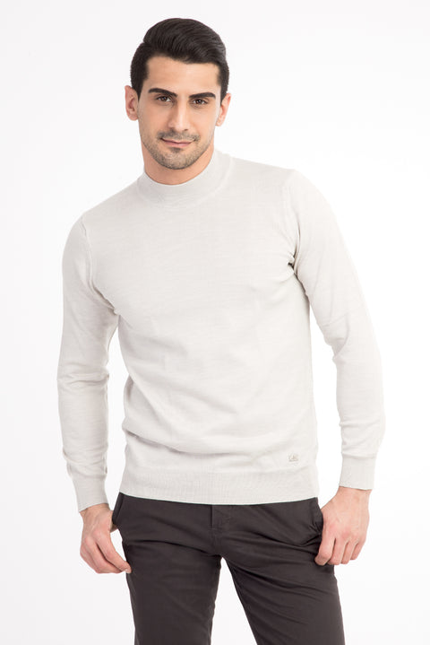 Sand Half Turtleneck Regular Fit Wool Knit Sweater