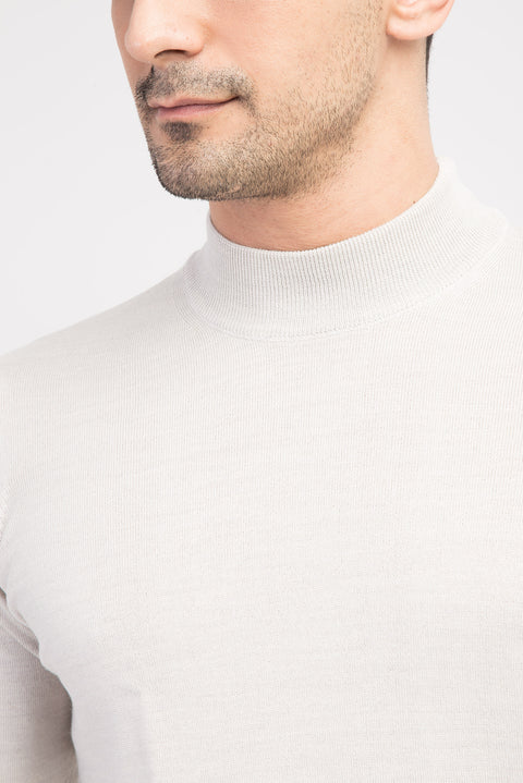 Sand Half Turtleneck Regular Fit Wool Knit Sweater