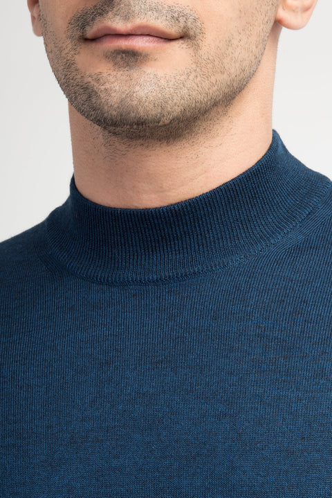 Petrol Half Turtleneck Regular Fit Wool Knit Sweater