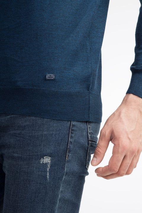 Petrol Half Turtleneck Regular Fit Wool Knit Sweater