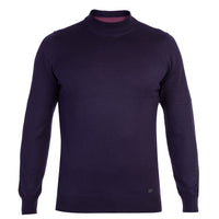 Purple Semi-Turtleneck Regular Fit Wool Knit Sweater