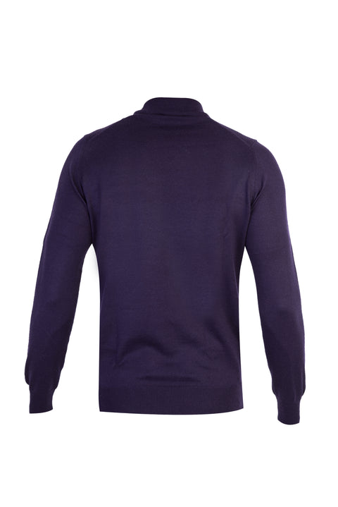 Purple Semi-Turtleneck Regular Fit Wool Knit Sweater