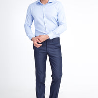 Mavi Slim Fit Dar Kesim Kuşgözü Klasik Kumaş Pantolon