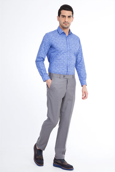 Açık Gri Regular Fit Yünlü Klasik Kumaş Pantolon