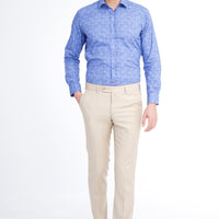 Krem 7 Drop Slim Fit Dar Kesim Yünlü Klasik Kumaş Pantolon