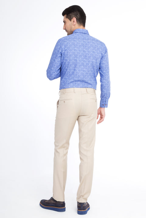 Krem 7 Drop Slim Fit Dar Kesim Yünlü Klasik Kumaş Pantolon
