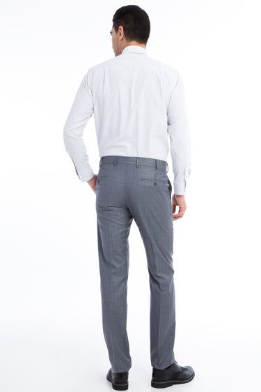 Açık Gri Ekose Klasik Kumaş Pantolon