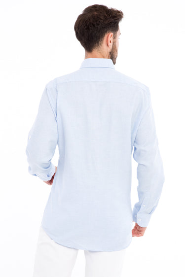 Mavi Uzun Kol Desenli Pamuk Gömlek