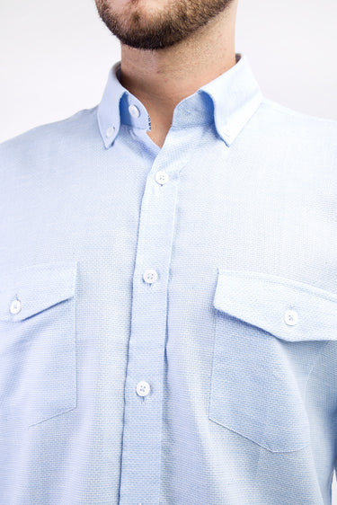 Mavi Uzun Kol Desenli Pamuk Gömlek