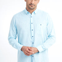 Turkuaz Uzun Kol Regular Fit Spor Gömlek