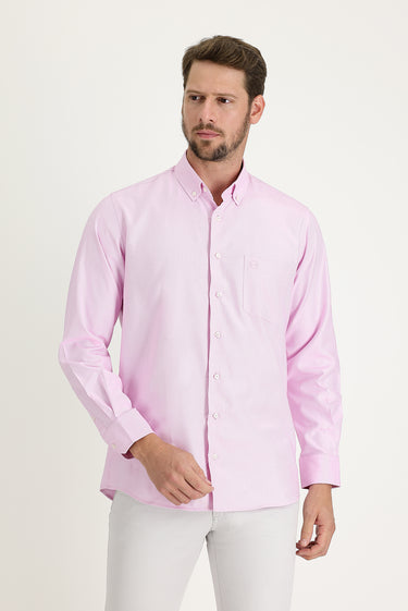 Pembe Uzun Kol Regular Fit Oxford Pamuk Gömlek