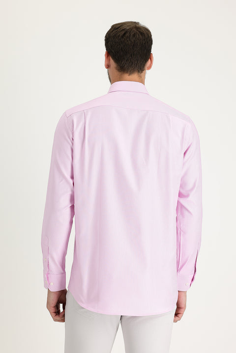 Pembe Uzun Kol Regular Fit Oxford Pamuk Gömlek