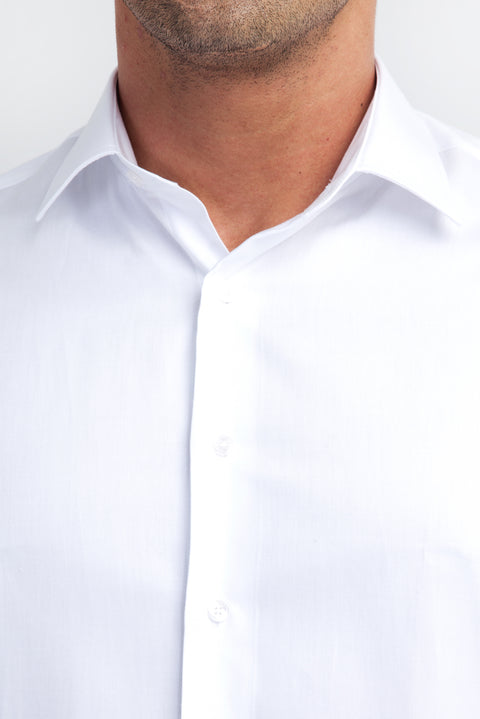 Beyaz Uzun Kol Saten Slim Fit Dar Kesim Pamuk Gömlek