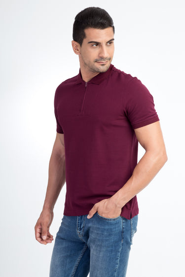 Kırmızı Polo Yaka Regular Fit Pamuk Tişört