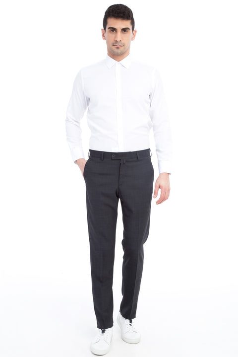 Antrasit 6 Drop Regular Fit Standart Kesim Yünlü Klasik Kumaş Pantolon