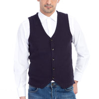 Lacivert Desenli Slim Fit Dar Kesim Yelek
