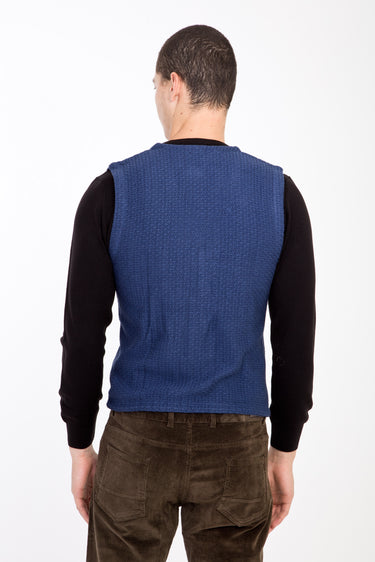 Mavi Slim Fit Dar Kesim Desenli Yelek