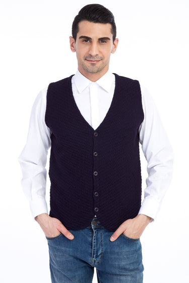 Mor Yünlü Regular Fit Desenli Yelek