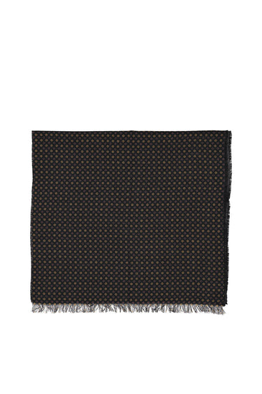 Koyu Yesil Yünlü Desenli Atkı