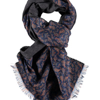 Blue Wool Patterned Scarf