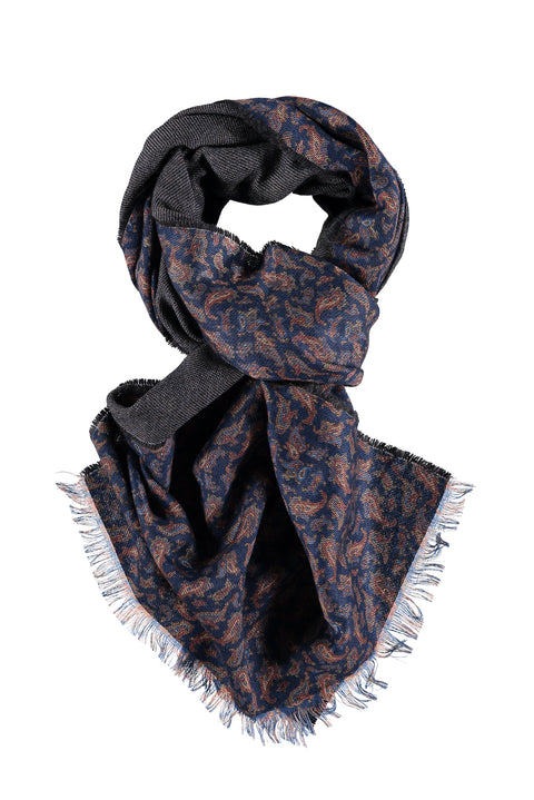 Blue Wool Patterned Scarf