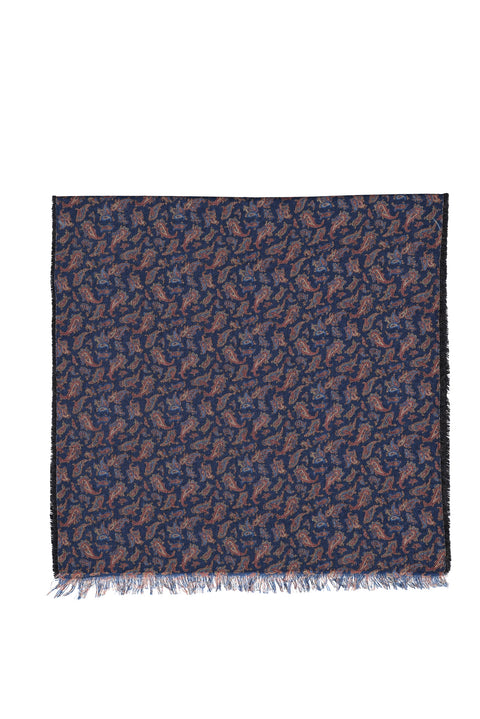 Blue Wool Patterned Scarf