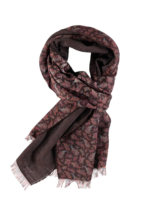 Coffee Patterned Wool Scarf