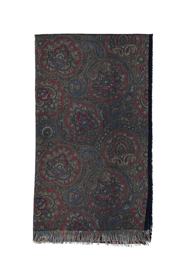 Koyu Yesil Yünlü Desenli Atkı