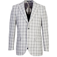 Açık Gri Relaxed Fit Relaxed Kesim Ekose Ceket