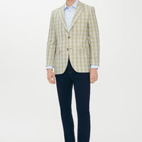 Açık Yeşil Regular Fit Ekose Ceket