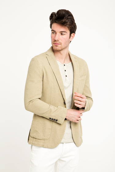 Bej Desenli Spor Yıkamalı Ceket