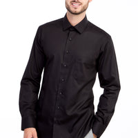 Black Long Sleeve Non-Iron Satin Classic Shirt