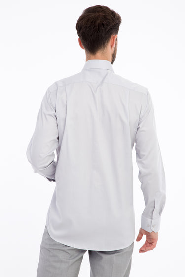 Açık Gri Uzun Kol Non Iron Saten Klasik Gömlek