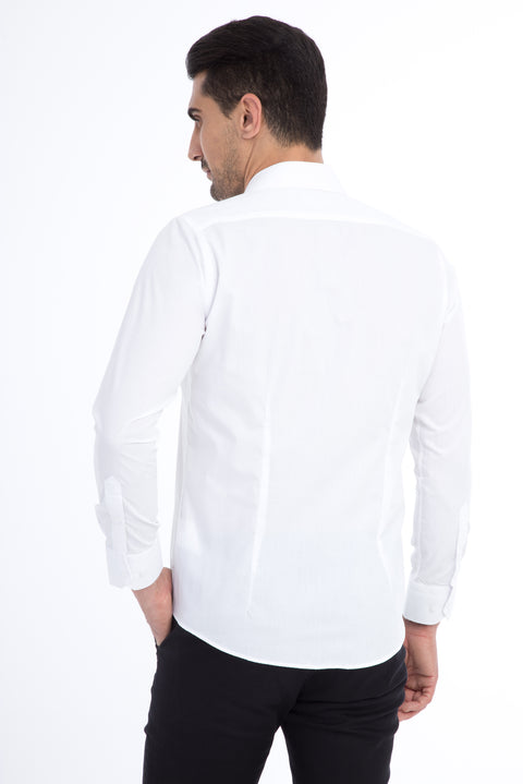 Beyaz Uzun Kol Slim Fit Dar Kesim Gömlek