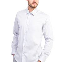 Açık Gri Uzun Kol Non Iron Saten Slim Fit Dar Kesim Gömlek