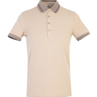 Bej Polo Yaka Slim Fit Dar Kesim Tişört