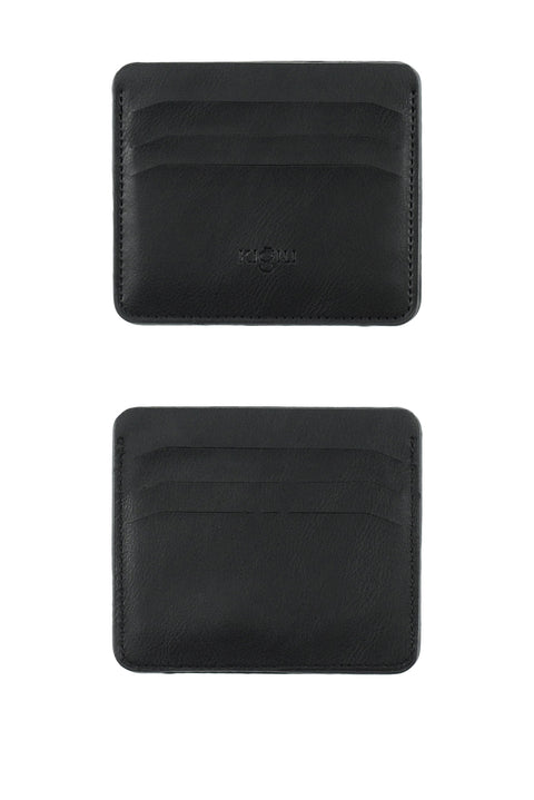 Black Plain 3-Piece Belt & Wallet & Card Holder Set in Gift Box