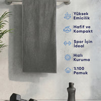 Antrasit Pamuk Spor Havlusu (30x100)