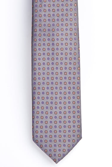 Orta Füme Desenli Kravat